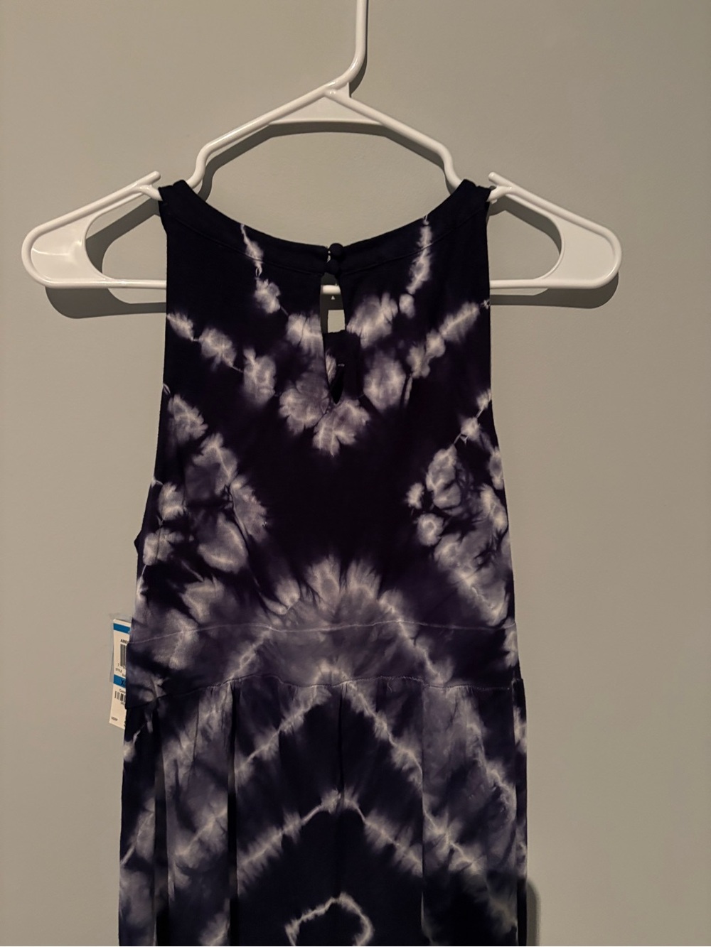 NWT INC International Concepts Navy + White Tie-Dye Maxi Dress with Beaded Trim - Picture 3 of 8